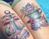 tatuajes Old School en la pierna