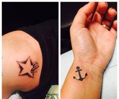 Tatuajes pequeños de ancla y estrella