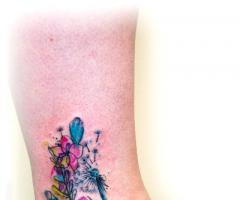 Watercolor Abstract dandelion Flowers Tattoo