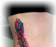 watercolor peacockfeather tattoo
