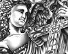 Angel with cross - detail - tattoo by Juno tattoo designer