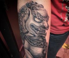 Chinese guardian lions Foo Dog tattoo