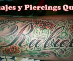 Name Tattoo Rubiela. Tatuaje de Nombre Rubiela.