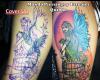 Hada Sentada encima de una Jaula Cover Up Tattoo