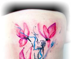 Watercolor Abstract Flower Tattoo