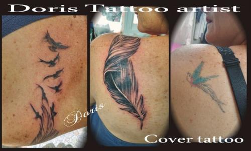feather birds cover tattoo
