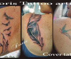 feather birds cover tattoo