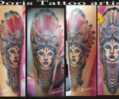 native american woman tattoo